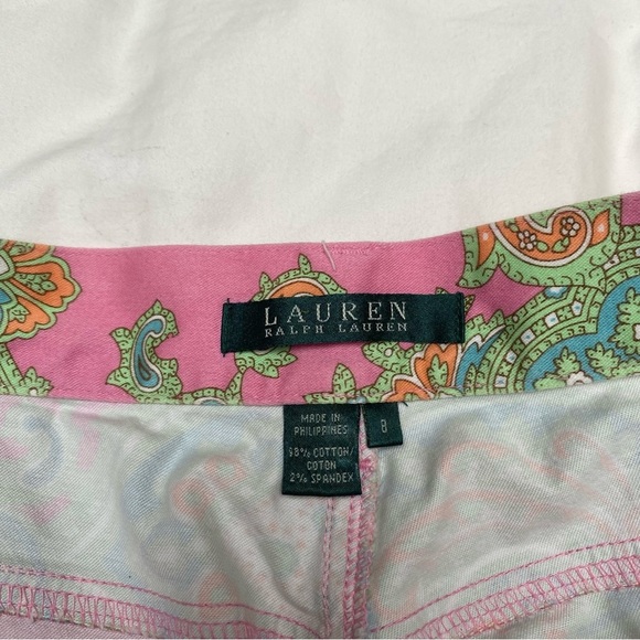 Lauren Ralph Lauren women's straight-leg pants pink/ green paisley print Sz 8 - Picture 7 of 9